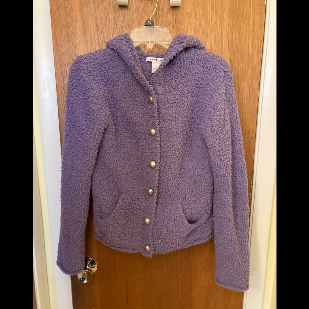 Wearing Your ❤️ On Your Sleeve Purple Hooded Sweater w/Silver Buttons , size XL